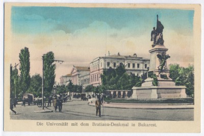 4309 - BUCURESTI, University, Bratianu Monument - old postcard - used - 1917 foto