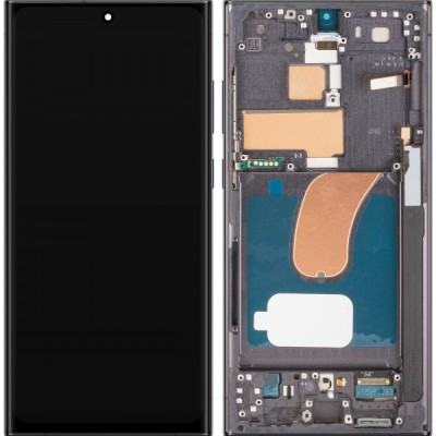 Display cu Touchscreen MP compatibil cu Samsung Galaxy S23 Ultra S918, cu Rama, Versiune OLED, Negru foto