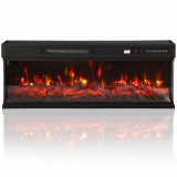 HOMCOM Șemineu Electric de Podea/&Icirc;ncastrabil, 3 Laturi, cu Telecomandă, 750/1500W, Efect Flacără 3D 12 Culori, 5 Niveluri de Luminozitate | Aosom Roma