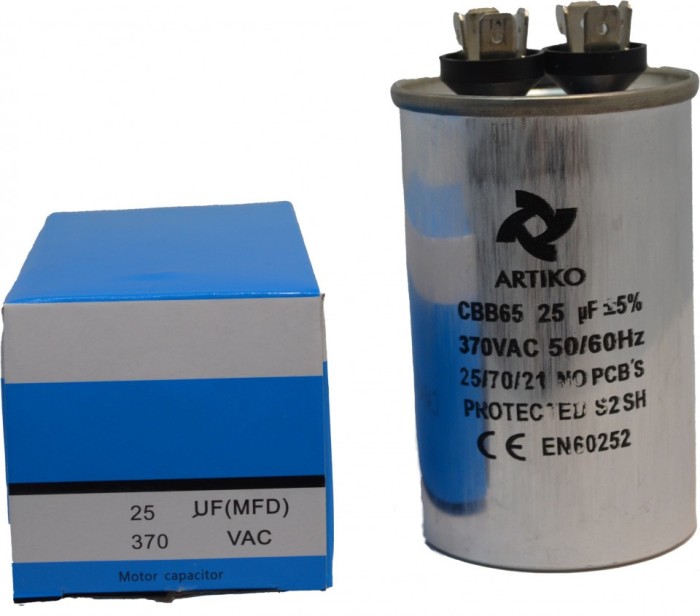 Condensator Pornire Motor, CBB65, 25uF(MFD) ,370 VAC