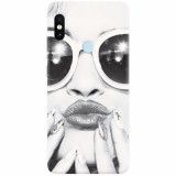 Husa silicon pentru Xiaomi Mi Max 3, Black And White Portrait Blonde Model In Fashion Sunglasses