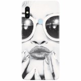 Husa silicon pentru Xiaomi Redmi S2, Black And White Portrait Blonde Model In Fashion Sunglasses