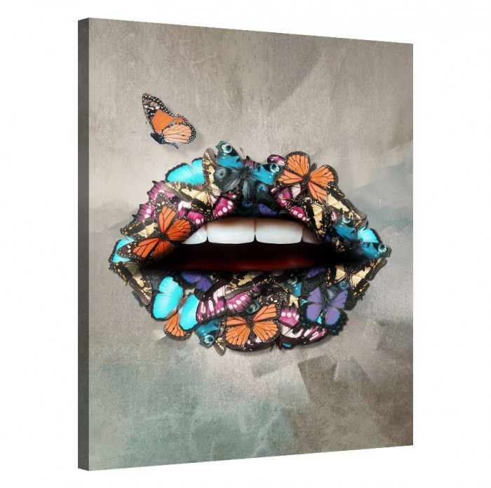 Tablou Canvas, Tablofy, Butterfly Lips, Printat Digital, 50 &times; 70 cm