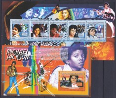 DB1 Muzica Michael Jackson Disparitie Guineea Guinea Ms + 2 x SS MNH Spectaculoase 2 poze