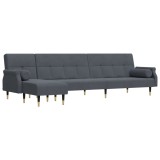 Cumpara ieftin Canapea extensibila in forma de L gri 271x140x70 cm catifea