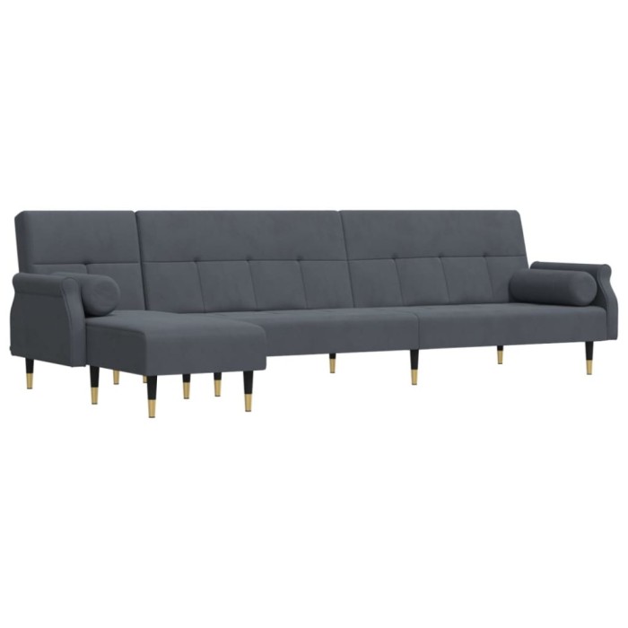 Canapea extensibila in forma de L gri 271x140x70 cm catifea