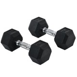 HOMCOM Set Gantere Sală 2x8 kg cu M&acirc;ner Antiderapant pentru Fitness Acasă, Negru | Aosom Romania