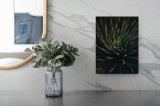 Tablou Canvas, "Frumusețea frunzelor de agavă &icirc;n spirală", Frunze, &Icirc;ntunecat, Apus, Succulentă, Spirală, Ascuțite, Verde, Portocaliu, Contrast, Natură