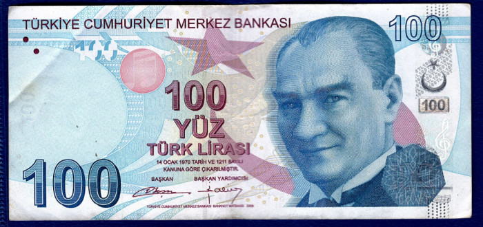 (1) BANCNOTA TURCIA - 100 LIRE 2009, PORTRET ITRI