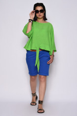 Bluza verde, oversize din in cu maneca scurta foto