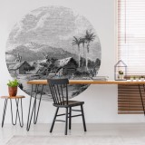 WallArt Tapet &icirc;n formă de cerc &bdquo;Landscape of Guadeloupe&rdquo;, 190 cm