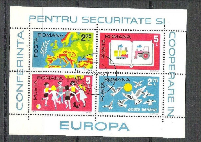 Romania 1975 Europa CEPT, perf. sheet, used Z.022