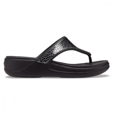 ?lapi Crocs Monterey Metallic Wedge Flip Negru - Dark Charcoal/Black foto