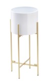 Suport ghiveci flori metal alb auriu 28 x 60 cm