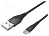 Cablu USB 2.0 NATEC USB A la USB C 1m negru 36W cu LED