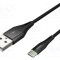 Cablu USB 2.0 NATEC USB A la USB C 1m negru 36W cu LED