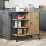 vidaXL Troler de Bucătărie Stejar Artisan și Negru