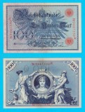 Germania (p#33) 100 Mark 1908 aUNC+ &#039;Reichsbanknote&#039; serie: 9667550M Sigiliu Roșu