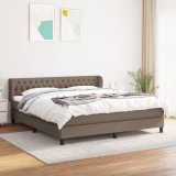Cumpara ieftin Pat continental cu saltea, gri taupe, 180x200 cm, textil