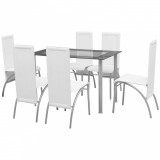 Set masa si scaune de bucatarie 7 piese, Alb GartenMobel Dekor, vidaXL