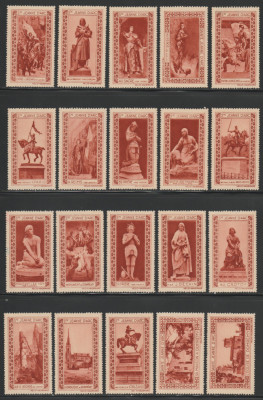 1930 Franta - Ioana D&amp;#039;Arc, Serie completa 20 vignete rosu caramiziu, viniete MNH foto