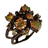 Inel bijuterie din argint 925 cu opal si topaz, 8