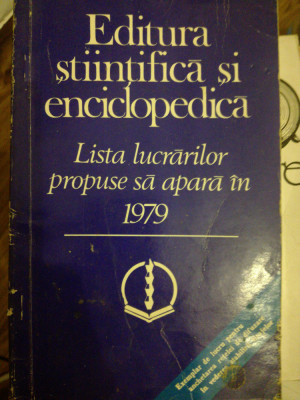 Lista lucrarilor propuse sa apara in 1979, Editura Stiintifica si Enciclopedica foto