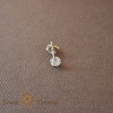 Cercel Unisex cu Cristal Zirconia Alb - Argint 925, 4 mm