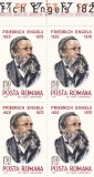 ROMANIA 1970 LP 734 - 150 ANI DE LA NASTEREA LUI ENGELS BLOC 4 TIMBRE MNH, Nestampilat