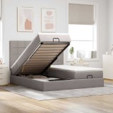 Cadru de pat otoman cu saltele Taupe 200x200cm țesătură