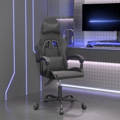Scaun de gaming pivotant, negru, piele ecologică foto