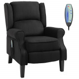 HOMCOM Fotoliu Relax pentru Masaj Rabatabil ca Telecomanda si Tapiterie Piele Intoarsa, 78x83x101cm, Negru