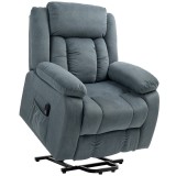 HOMCOM Fotoliu cu funcție de ridicare și tapițerie moale, fotoliu recliner cu telecomandă și buzunare laterale, gri | Aosom Romania