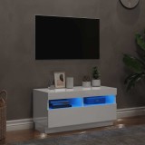 vidaXL Comodă TV cu lumini LED, alb extralucios, 80x35x40 cm 804451