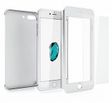 Husa protectie pentru iPhone 7 Argintiu Fullbody fata-spate cu folie de sticla gratis, MyStyle