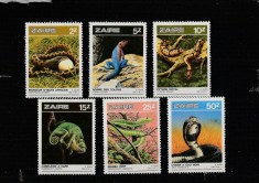 Zair 1987-Fauna,Serpi,serie 6 valori,dantelate,MNH,Mi.939-944 foto
