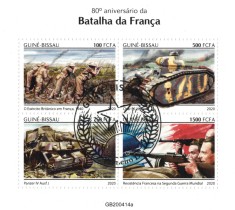 GUINEEA-BISSAU 2020-Istorie, Razboi WW2, batalia Frantei/set compl-colita+bloc