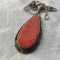 MEDALION argint cu CORAL etnic TRIBAL AFGHAN vvechi OPULENT pe Lant argint