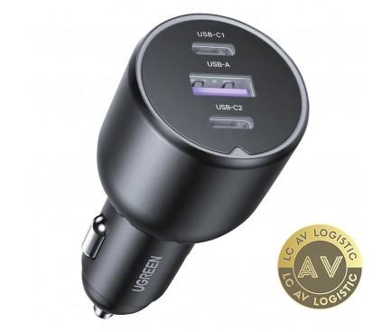 Incarcator Auto UGREEN EC705 130W 5A 1 x USB-A - 2 x USB-C Gri