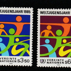 Natiunile Unite Vienna 1984-Anul Int.al Tineretului,dantelate,MNH,Mi.45-46
