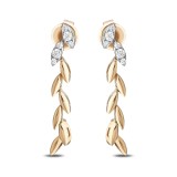 Cercei din aur de 14k, cu pietre de zirconiu și design ramuri elegante