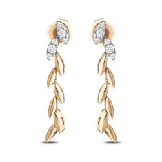 Cercei din aur de 14k, cu pietre de zirconiu și design ramuri elegante