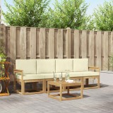 vidaXL Set mobilier gradina exterior lemn masiv acacia alb crem 5 piese cu perne
