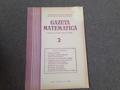 GAZETA MATEMATICA NR 2/1976 MIC DEFECT foto