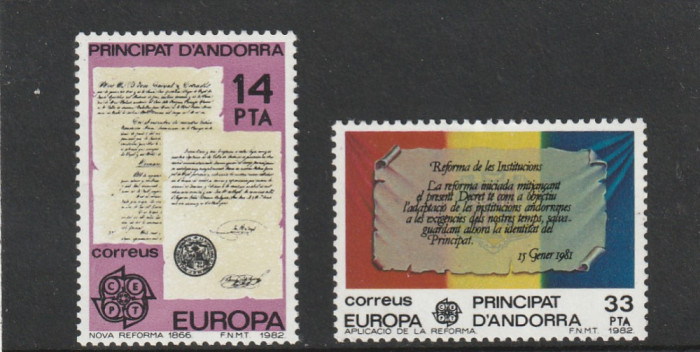 Andorra 1982--Europa CEPT,serie 2 valori dantelate,MNH,Mi.153-154