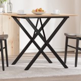 Masă Bucătărie VidaXL Lemn Masiv Pin, Cadru X, 90x90x75 cm, Maro/Oțel - Masă dining robustă