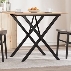 vidaXL Masă de bucătărie, cadru X, 90x90x75 cm lemn masiv pin și Oţel