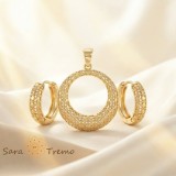 Cumpara ieftin Set Cercurile Finetii , Set bijuterii placat cu aur 14K cu design filigranat