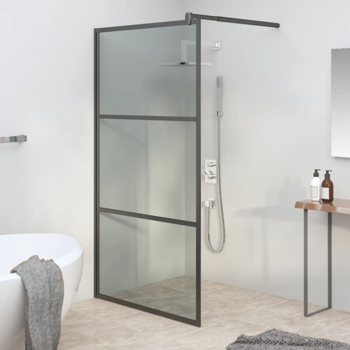 vidaXL Paravan duș walk-in negru 100x195 cm sticlă ESG culoare &icirc;nchisă 151891