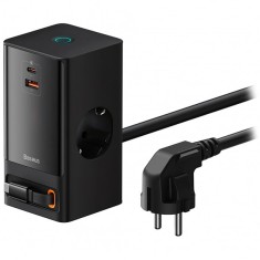 Prelungitor Baseus GaN3 Pro PowerStrip, 65W, 3.25A,1 x USB-A - 1 x USB-C - 2 x Schuko, Negru PSLR000301
